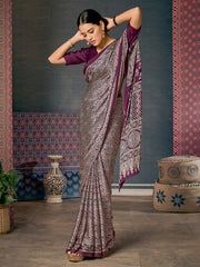 Women's Crepe DigitalPrint DesignerSaree With Blouse Piece