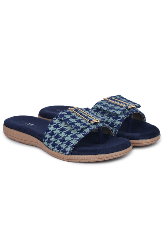 Shezone - Casual Blue One Toe Flats Round Toe Slip-On Flats
