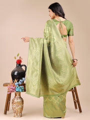 Elegant Grey and Gold Silk Saree – Graceful Artistry with Contemporary Charm