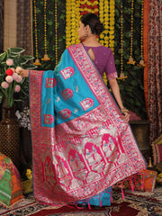 Traditional Red Art Silk Temple Border Festive Wedding Wear Saree