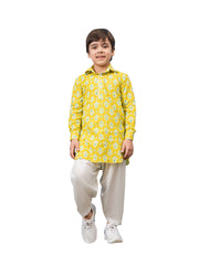 Boys' Mehendi Green Kurta and Pyjama Set