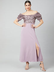 Women Lavender Embellished Maxi Dress