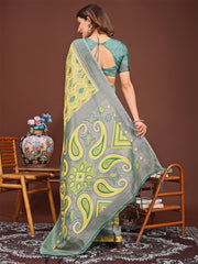 Grace in Every Thread: Pink Patola Linen Cotton Saree Woven with Cultural Elegance
