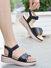 حذاء Shoetopia بكعب سميك أسود مفتوح من الخلف للنساء والفتيات