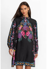 Black printed dress with pockets