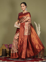 Majestic Red & Teal Silk Saree with Rich Woven Pallu – A Regal Touch for Special Moments