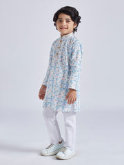 Boys' Aqua Kurta And Pyjama Set