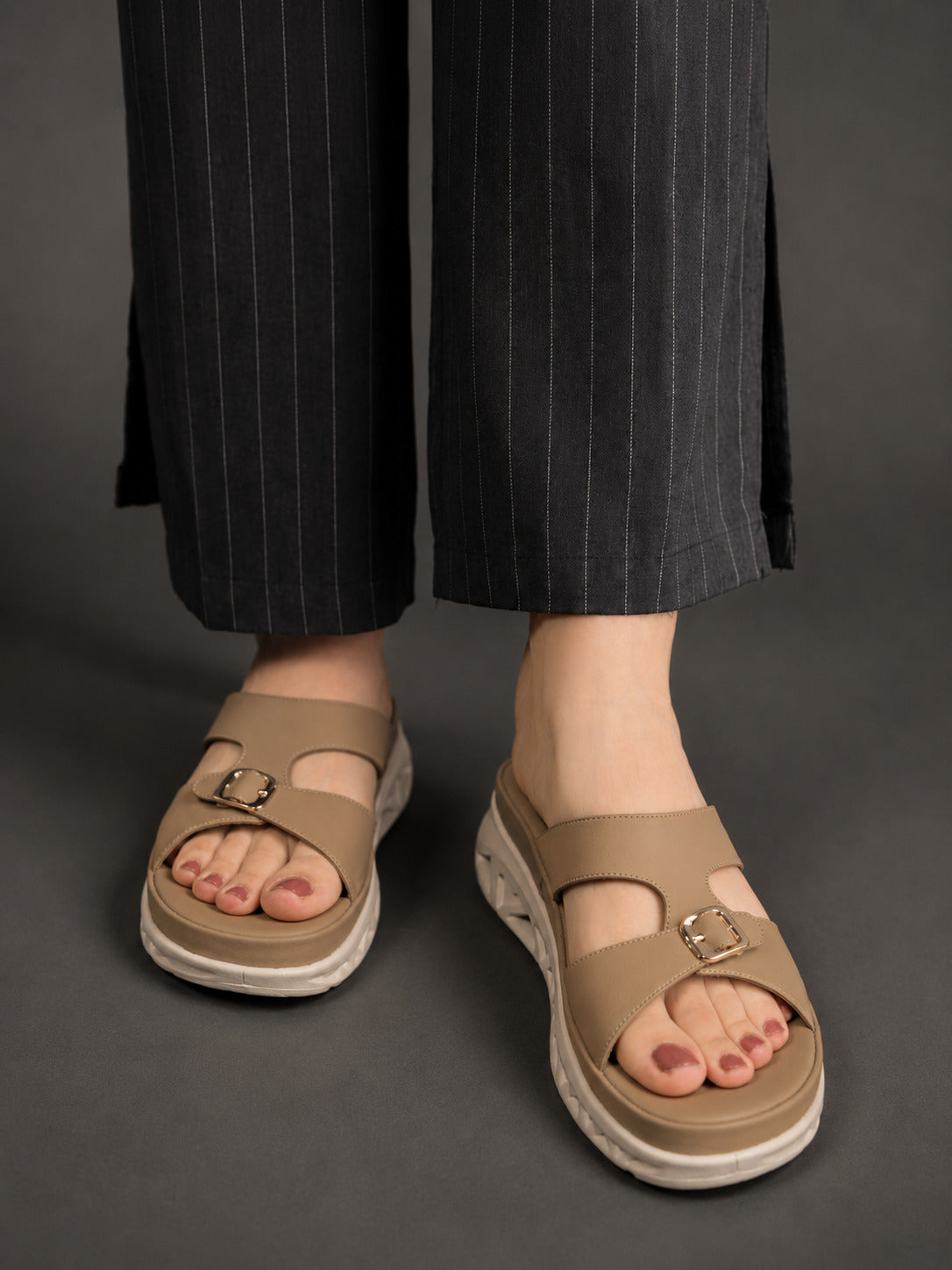 Casual Fashion Open Back Platform Sandals 1 inch Heels