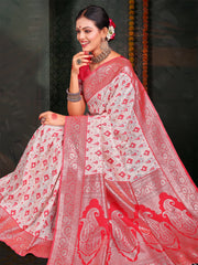 Premium Linen Cotton Saree with Rich Zari Border & Pallu | Lightweight & Elegant | Ideal for Festive & Traditional Occasions | Unstitched Blouse Included