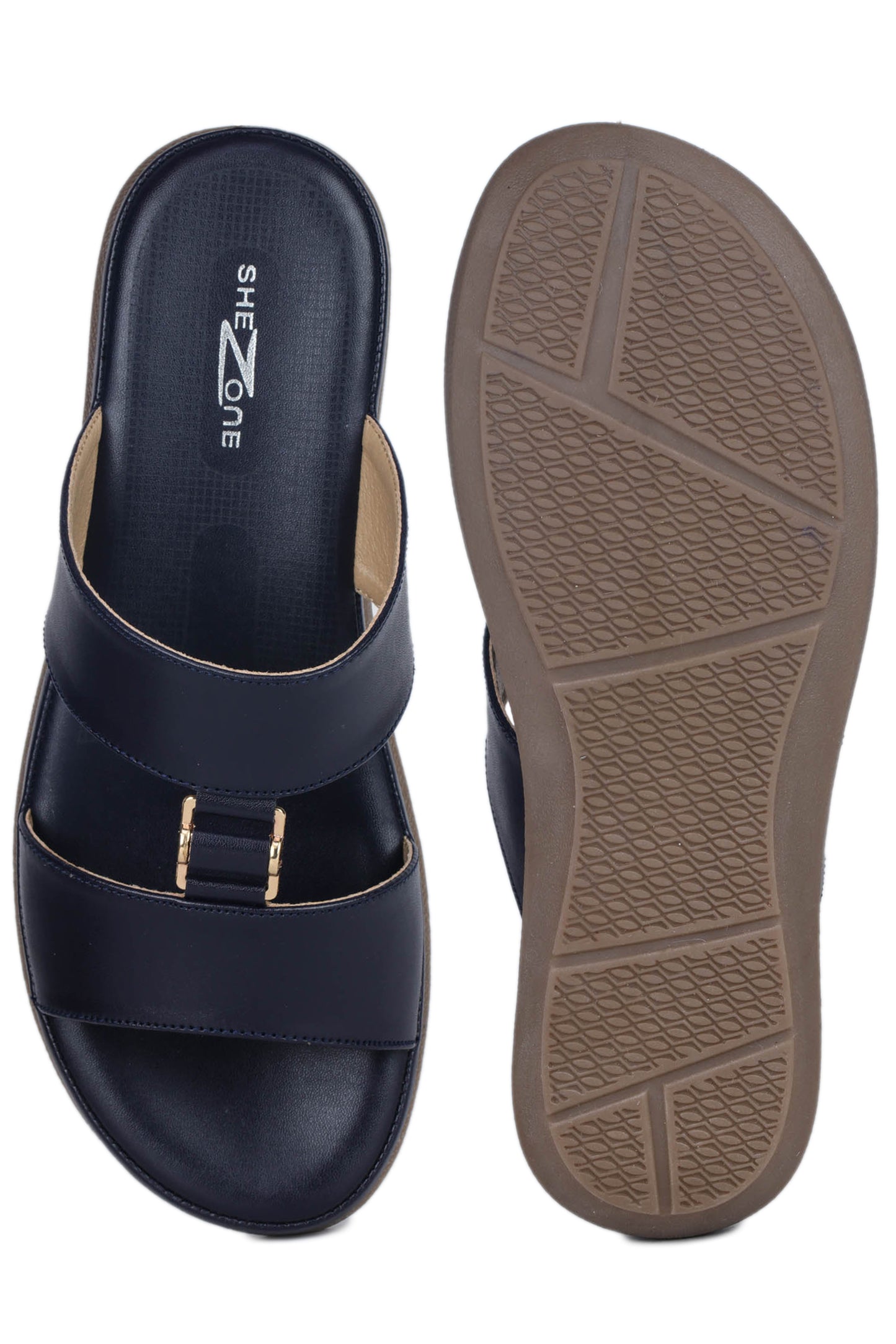 Casual Blue Open Toe Flats Round Toe Slip-On Flats