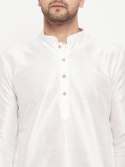 Vastramay-Men's White Silk Blend Kurta