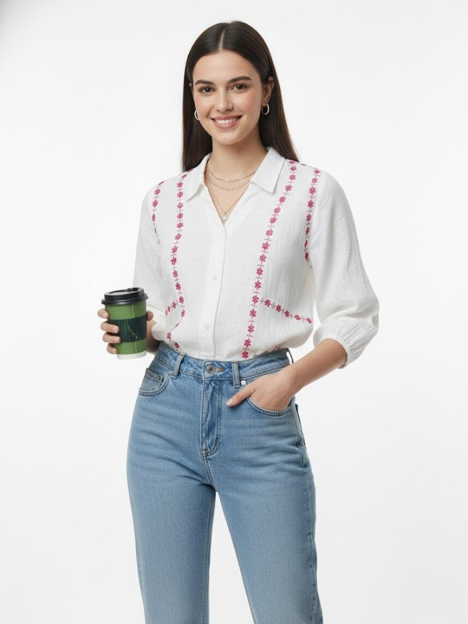 Women Classic Floral Casual Shirt