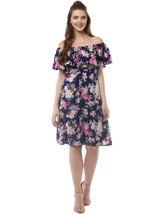 Women's Polyester Crepe Off Shoulder Dress