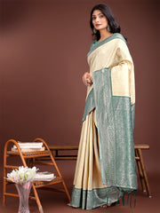 Graceful Orange & Maroon Banarasi Silk Saree with Rich Zari Woven Border – Traditional Elegance for Celebrations