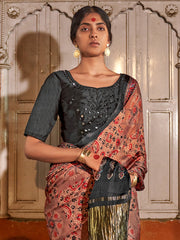 Women's Viscose Silk Printed Designer Saree With Blouse Piece