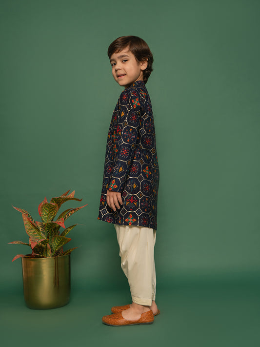 Boys' Blue Kurta and Patiala Set