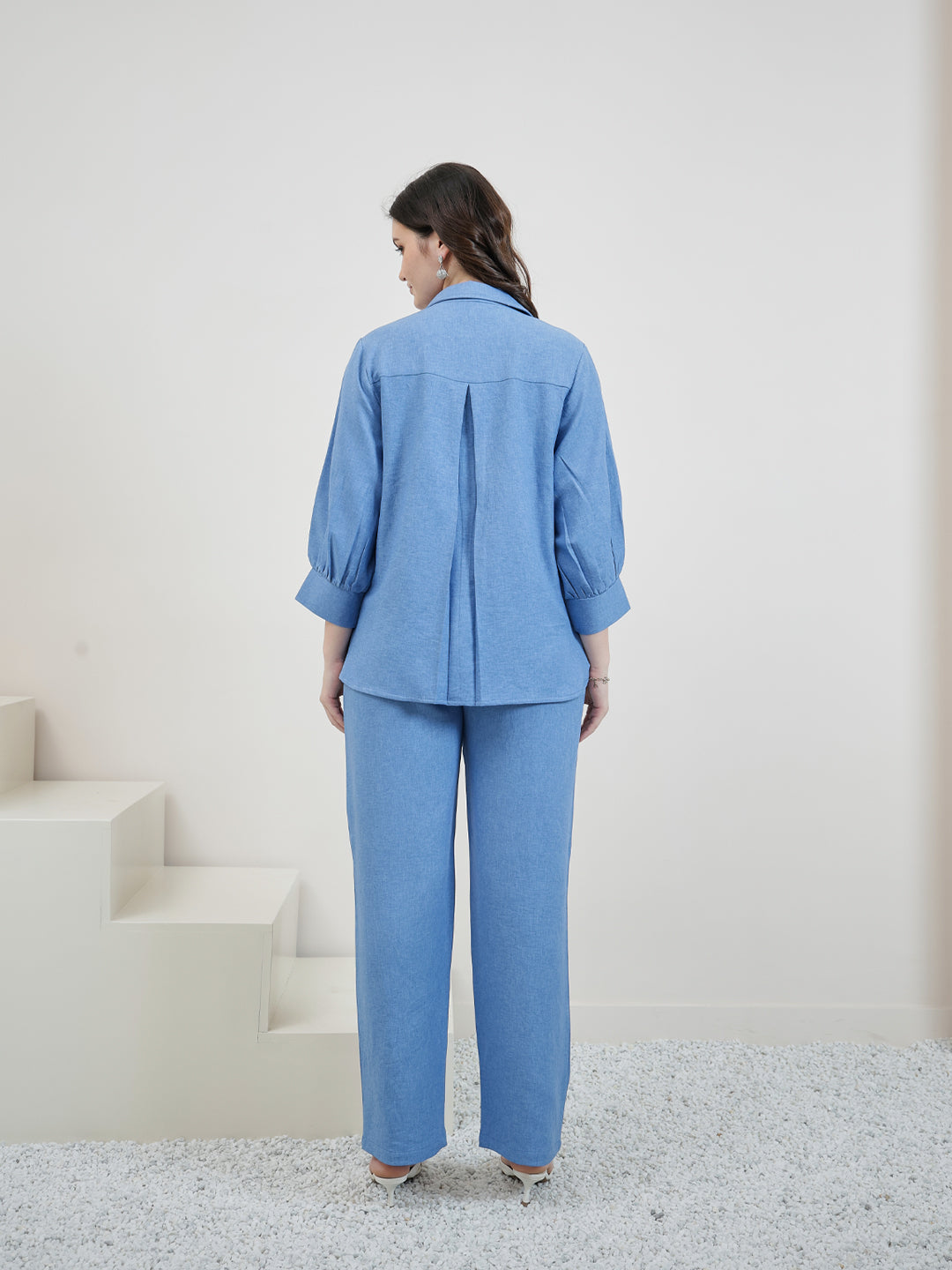 Embroidered Linen Shirt With Trousers