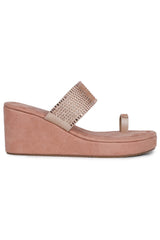 Casual Fashion Sandals 3 Inches Wedge Open Back Round Toe Heels
