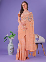 Light Green Lichi Silk Saree with Floral Weaving & Tassel Pallu – Elegant Festive & Party Wear Saree