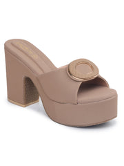 صندل كاجوال أنيق بكعب عريض مفتوح من الخلف