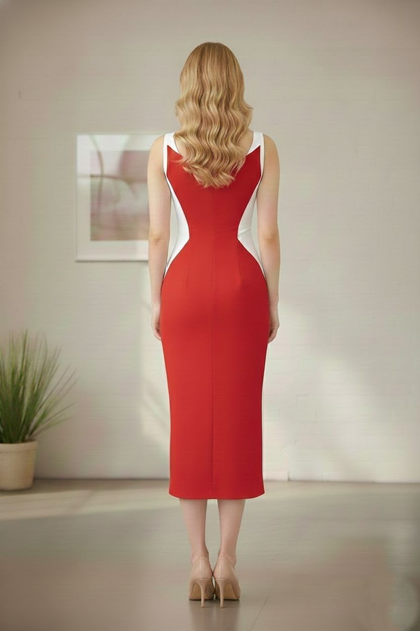 Red-White Hourglass Dress-ADR-19813