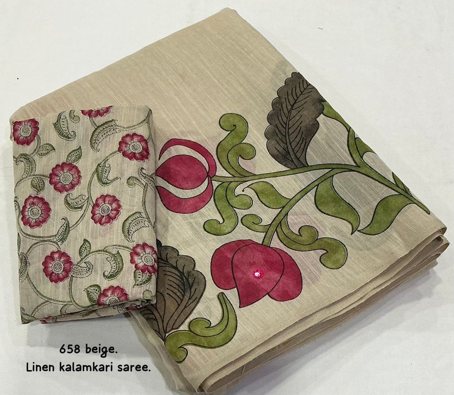 Soft linen saree with shaded style prints.