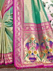 Traditional Yellow Kanjivaram Silk Saree with Rich Red Border and Peacock Pallu Design