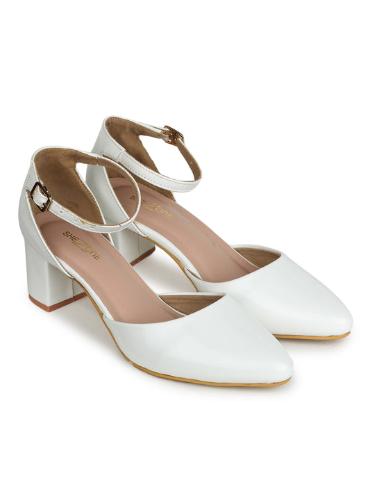 Casual Fashion Sandals 2 Inches Block Ankle Loop Pointed Toe Heels