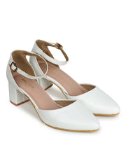 Casual Fashion Sandals 2 Inches Block Ankle Loop Pointed Toe Heels