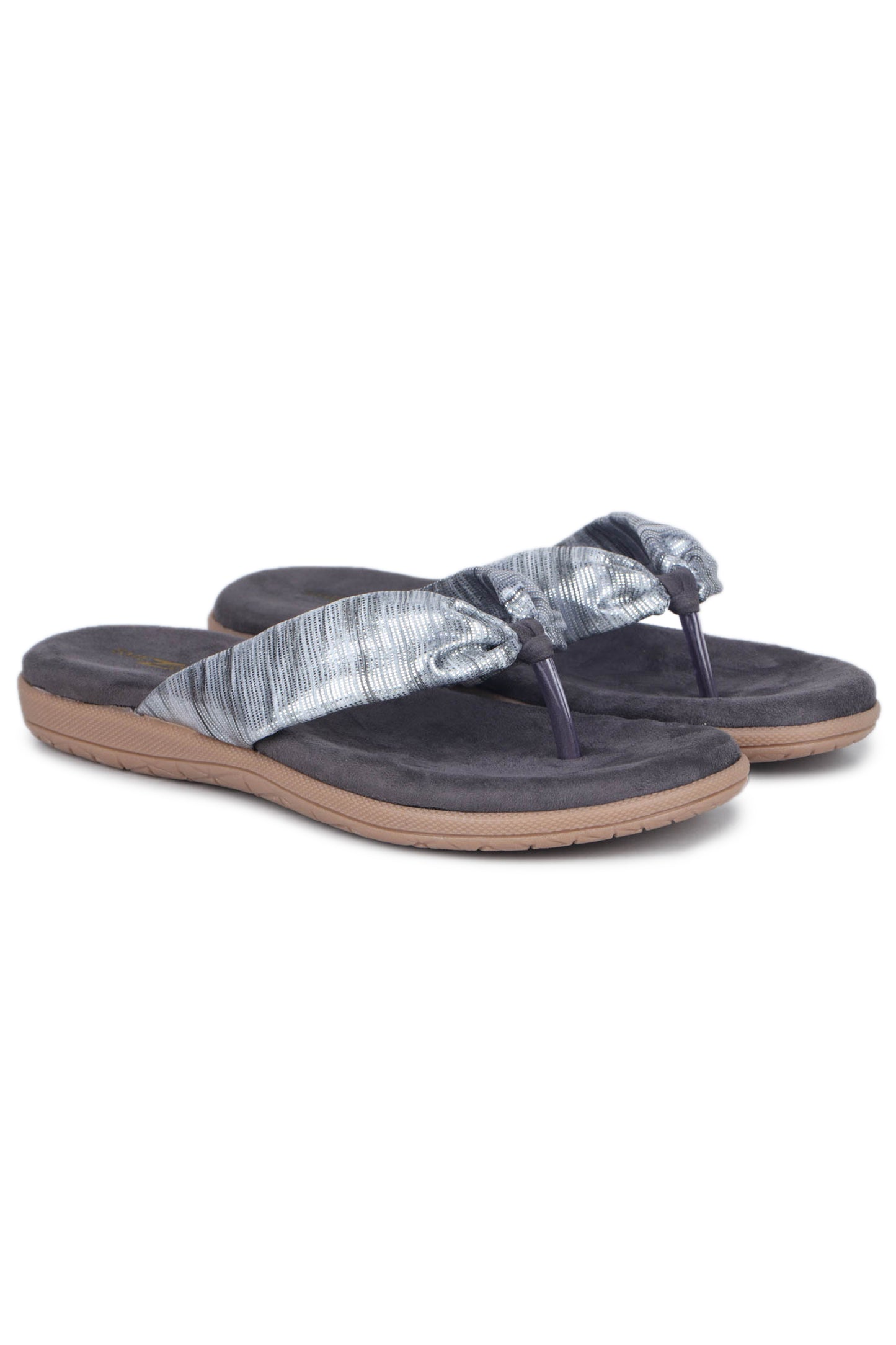 Casual Grey One Toe Flats Round Toe Slip-On Flats