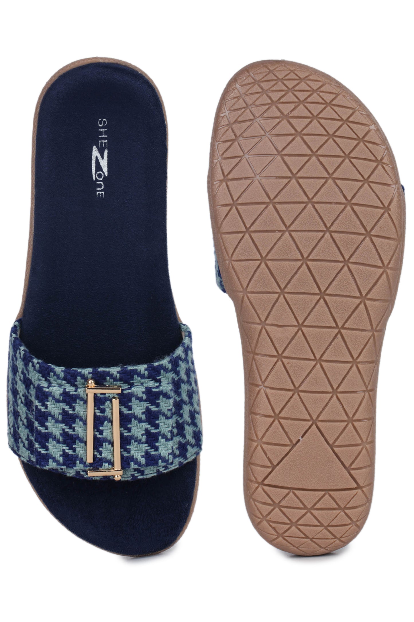 Casual Blue One Toe Flats Round Toe Slip-On Flats