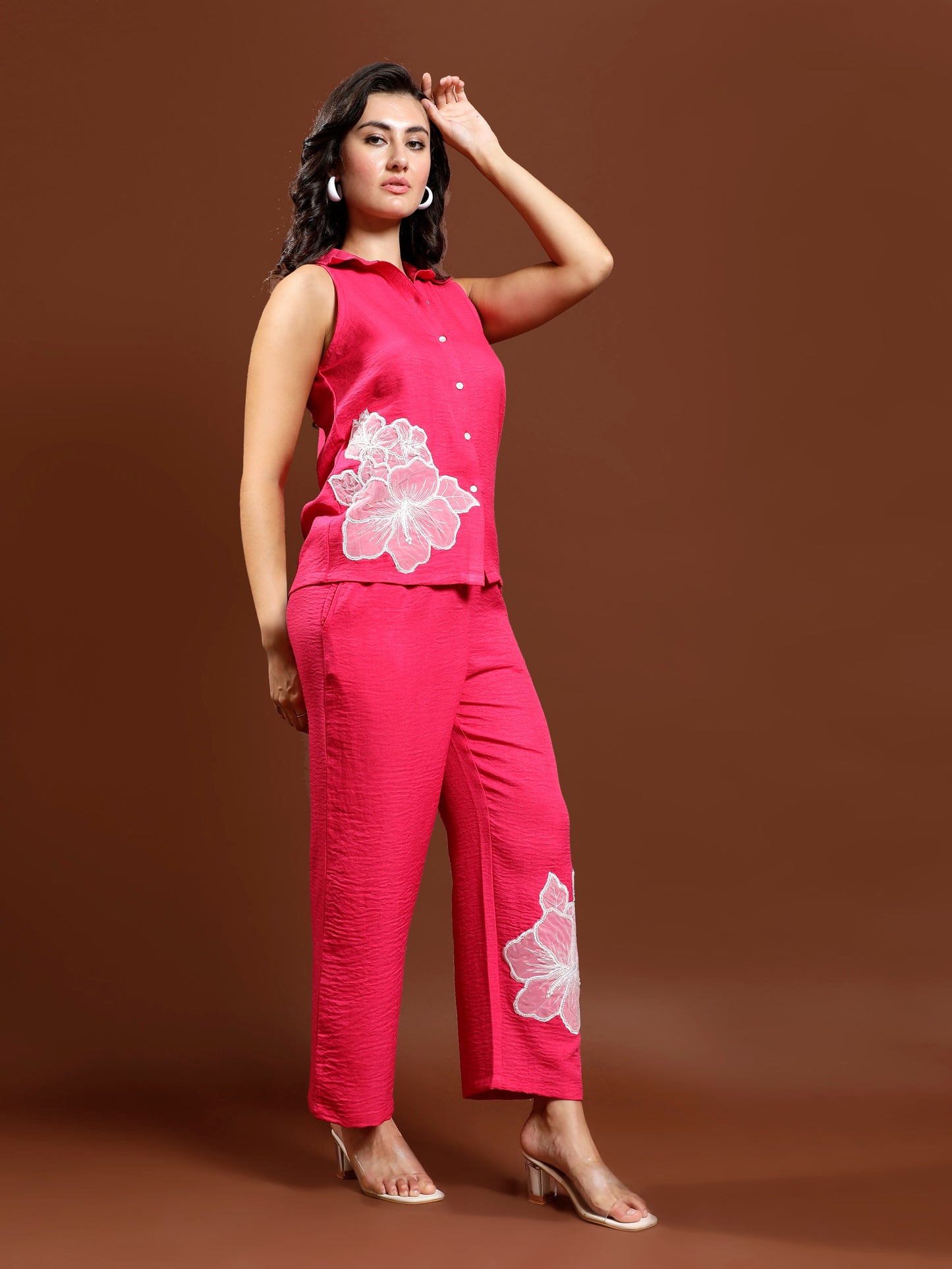 Floral Patchwork Linen Shirt & Trousers