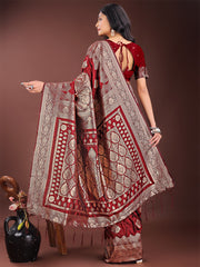 Graceful Royal Blue Banarasi Silk Saree with Silver Zari – Perfect Ethnic Wear for Weddings & Festive Moments
