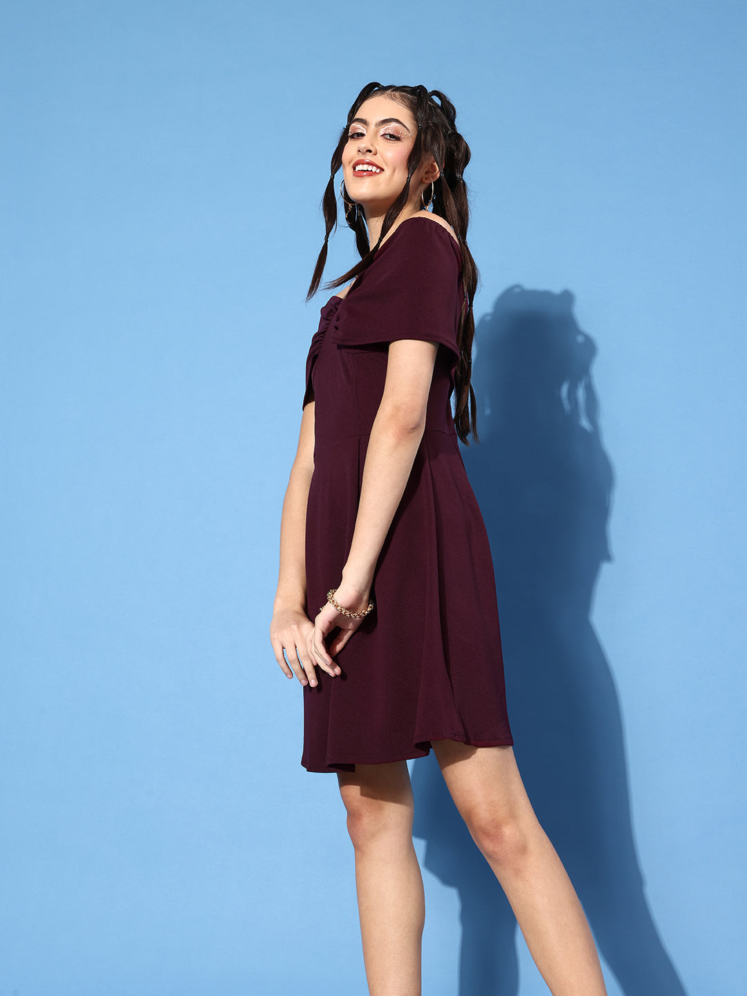 Burgundy Off-Shoulder Dress