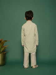 Boys' Pista Green Kurta And Pyjama Set