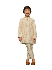 Boys' Off White Kurta And Pyjama Set