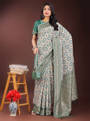 Blue Linen Saree with Rich Woven Zari Work – Elegant Ethnic Saree for Festive & Office Wear
