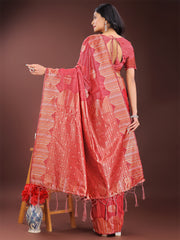Teal Blue Linen Cotton Saree with Woven Geometric Zari Motifs – Elegant Festive Wear for Women