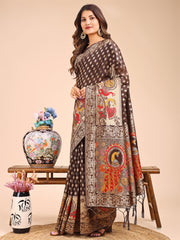 Majestic Linen Cotton Saree with Royal Peacock Pallu - A Celebration of Heritage and Grace
