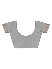 ساري نسائي رمادي اللون من الكتان الخالص بتصميم منسوج مع قطعة بلوزة