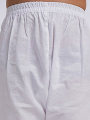 Boys' White Pure Cotton Kurta, Pyjama & Dupatta Set