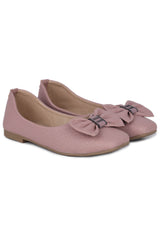 Peach Casual Ballerinas Square Toe Slip-On Flats