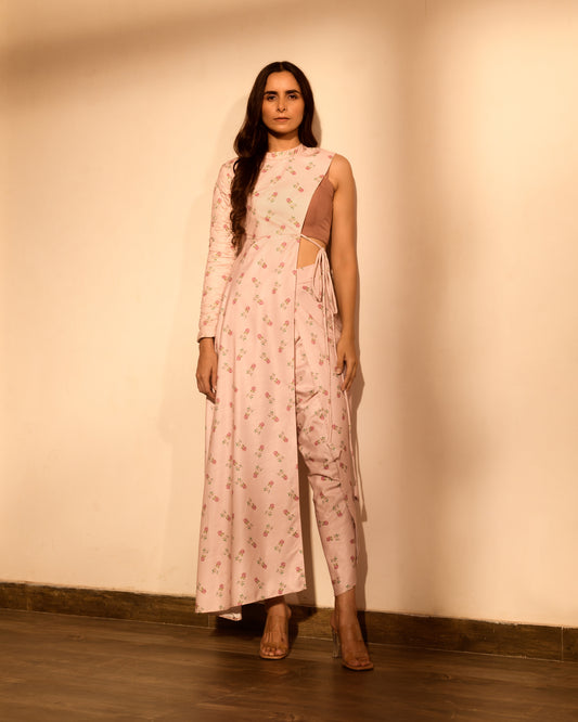 Rosey Pink Half Kurta, Bralette & Dhoti Pants