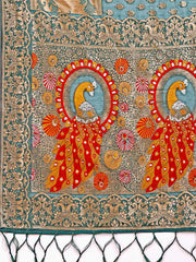 Majestic Linen Cotton Saree with Royal Peacock Pallu - A Celebration of Heritage and Grace