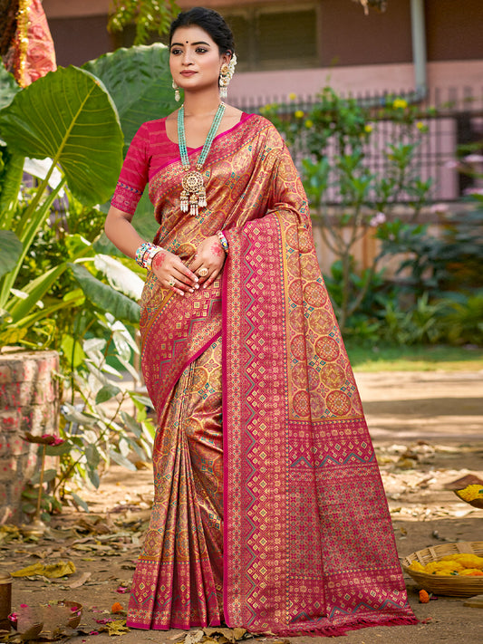 Kanjivaram Silk Saree for Women | Rich Zari Woven Pallu & Border | Traditional Bridal Saree | Perfect for Wedding & Festive Wear | Comes with Unstitched Blouse Piece