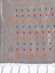 Elegant Olive Green Linen Cotton Saree with Zari Border & Woven Motifs – Perfect for Sophisticated Everyday & Festive Looks