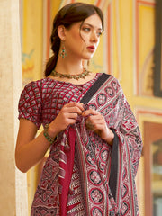 Women's Crepe Printed Designer Saree With Blouse Piece