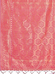 Light Pink Woven Zari Traditional Linen Cotton Saree with Rich Pallu & Unstitched Blouse – Festive & Wedding Wear Saree