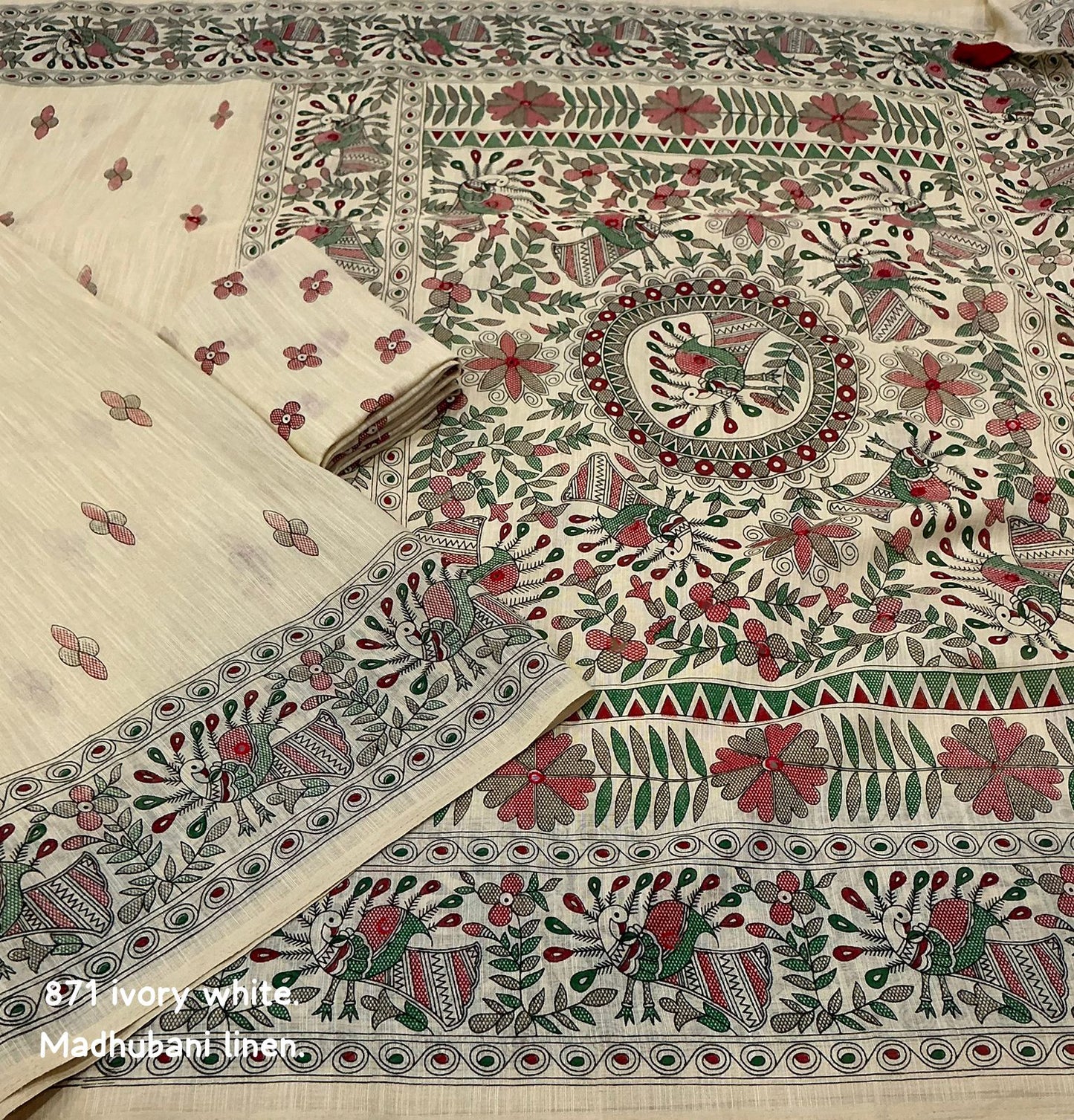 Soft linen saree with shaded style prints.
