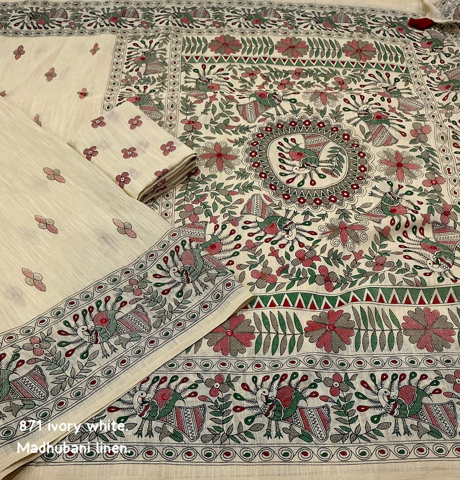 Soft linen saree with shaded style prints.